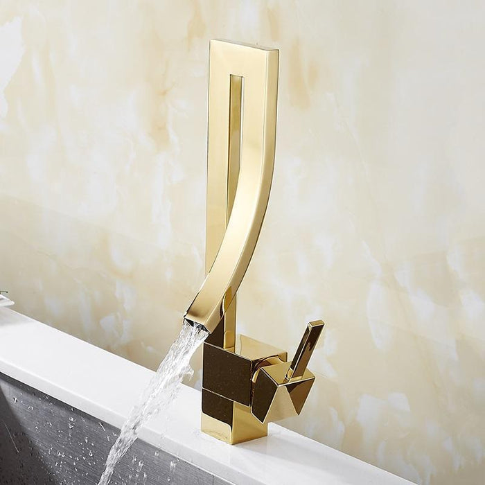 REMY Modern Gold/Silver Curved Waterfall Faucet