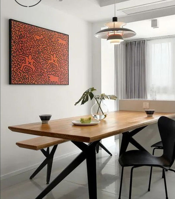 LINDSEY Radisson Scandinavian Nordic Dining Table Solid Wood Slab Live Edge / Straight Edge