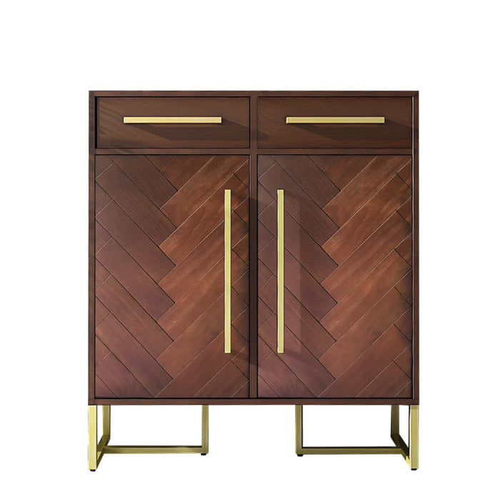 MIRIAM Herringbone Buffet Sideboard Cabinet Solid Wood for Cloth, Shoe Cabinet