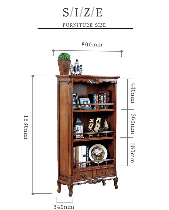 Brooklyn New York Sheraton Bookcase American Retro Bookshelf Solid Wood