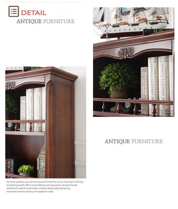 Brooklyn New York Sheraton Bookcase American Retro Bookshelf Solid Wood