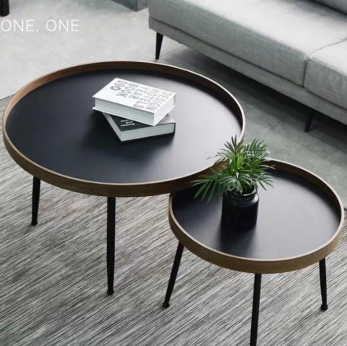 ADDISON Black Walnut Round Nesting Coffee Tables