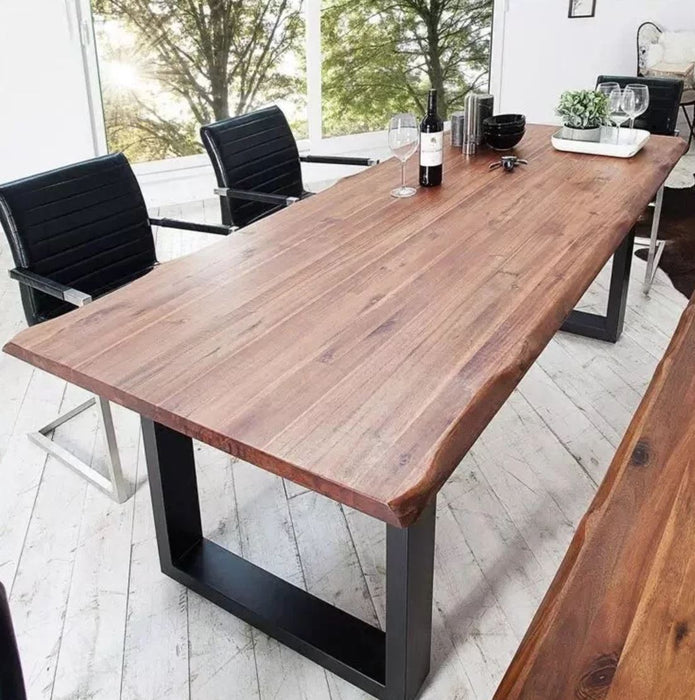 AUBREY Modern Industrial Solid Wood Dining Table