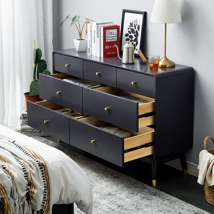 ADELINE COURTYARD Dresser Chest of Drawer Solid Wood Black, Walnut, White, Natural Color