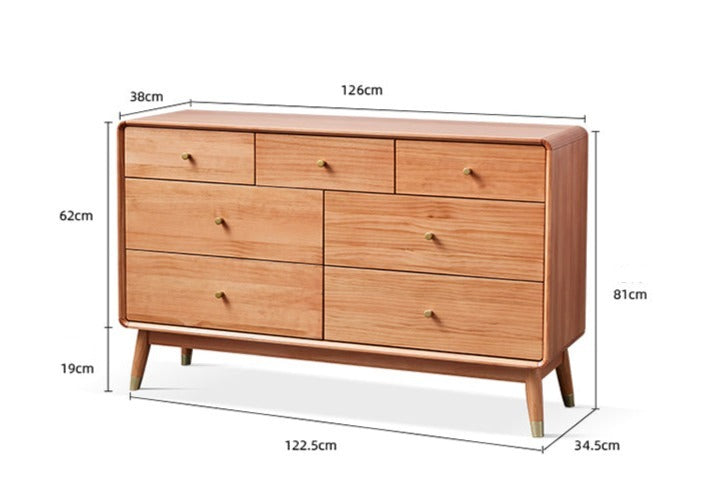 ADELINE COURTYARD Dresser Chest of Drawer Solid Wood Black, Walnut, White, Natural Color