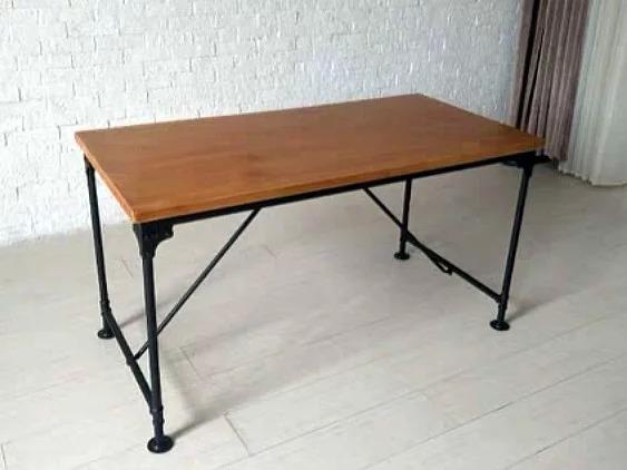 DELILAH Industrial Solid Wood Dining Table & Bench