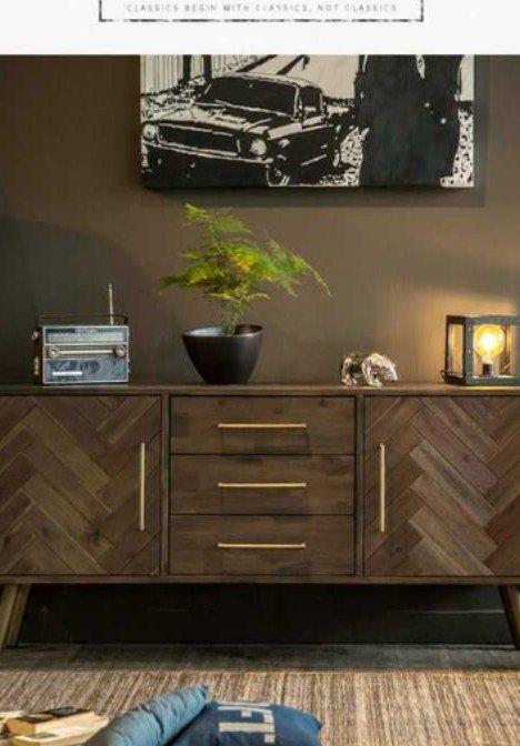 PEYTON Acacia Wood Herringbone Sideboard