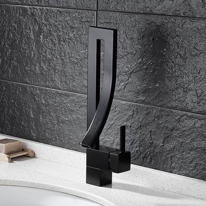 RAYMOND Modern Black Curved Waterfall Faucet