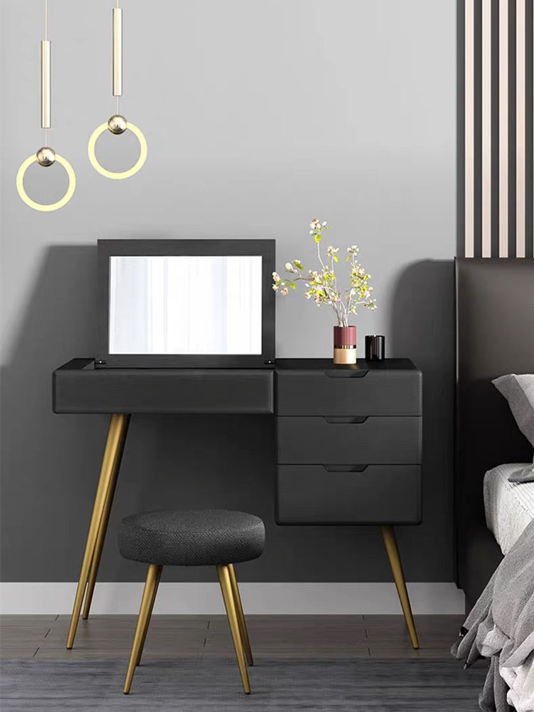 slim fit dress slacks Luxurious Black Dressing Table with LED Mirror for Family Homes tall  kitchen cabinet main image 1
