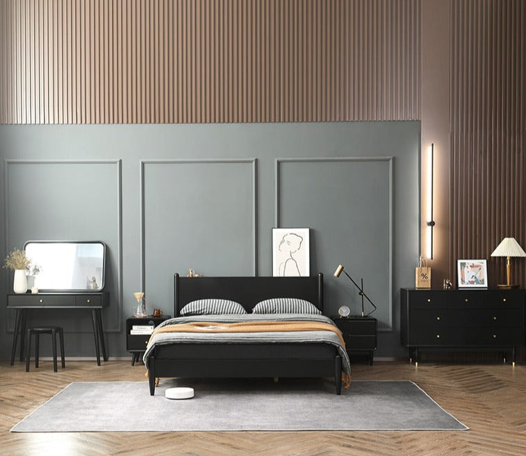 BROOKE MARRIOTT Scandinavian Bedside All Solid Wood Nordic ( 4 Color Walnut, Gray, Black, White )