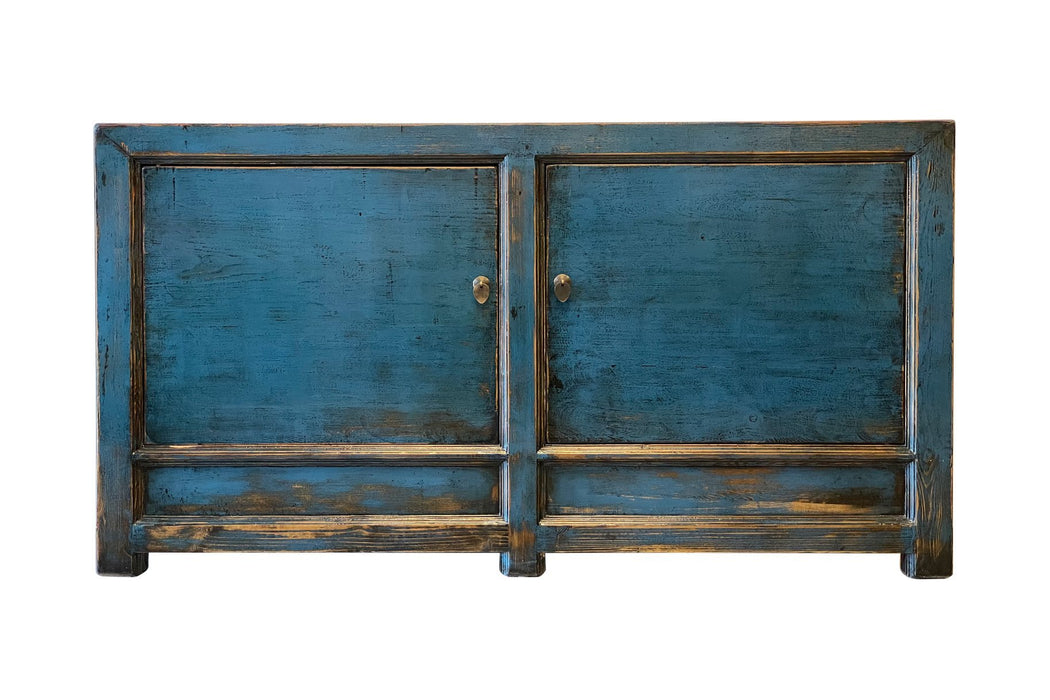 Li Blue 2 Door Sideboard. New, Reclaimed Pine Wood