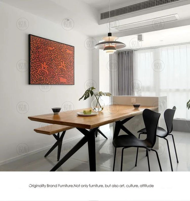 LINDSEY Radisson Scandinavian Nordic Dining Table Solid Wood Slab Live Edge / Straight Edge