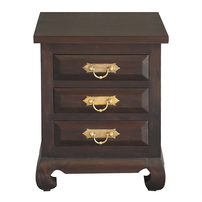 Ming Chinese Antique Lamp Table Night Stand Solid Timber 3 Drawer Bedside Table, Chocolate WAC888BS-003-OL-RJ-C_1