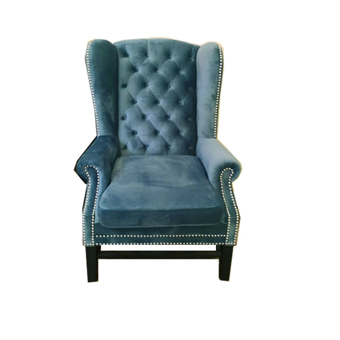 ELENA Blue Flannel Lounge Sofa Chair American Single Size