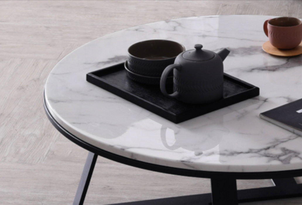 ELEANOR Round Marble Coffee Table Set