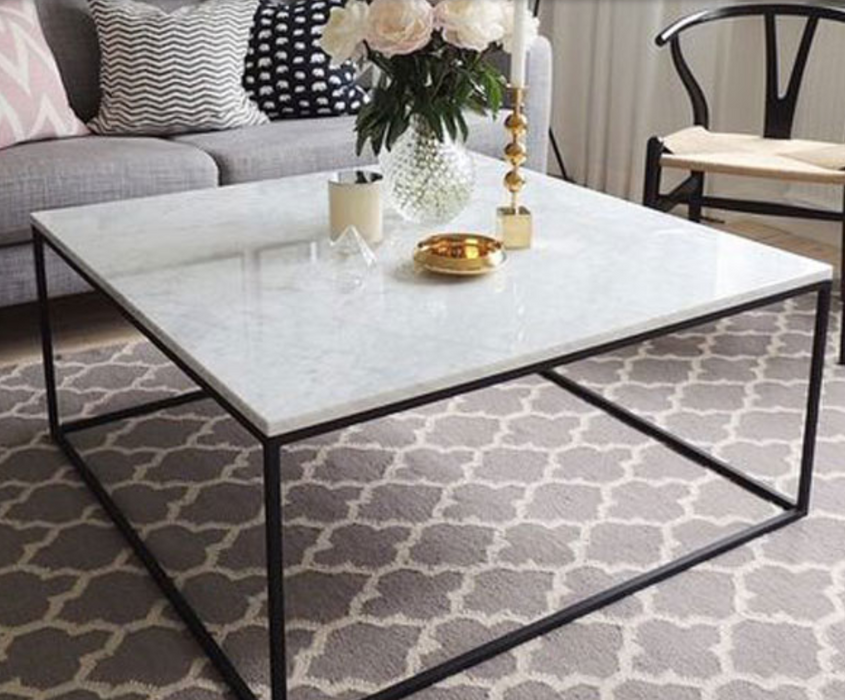 LOTTE Minimalist Wire Frame Modern Marble Coffee Table