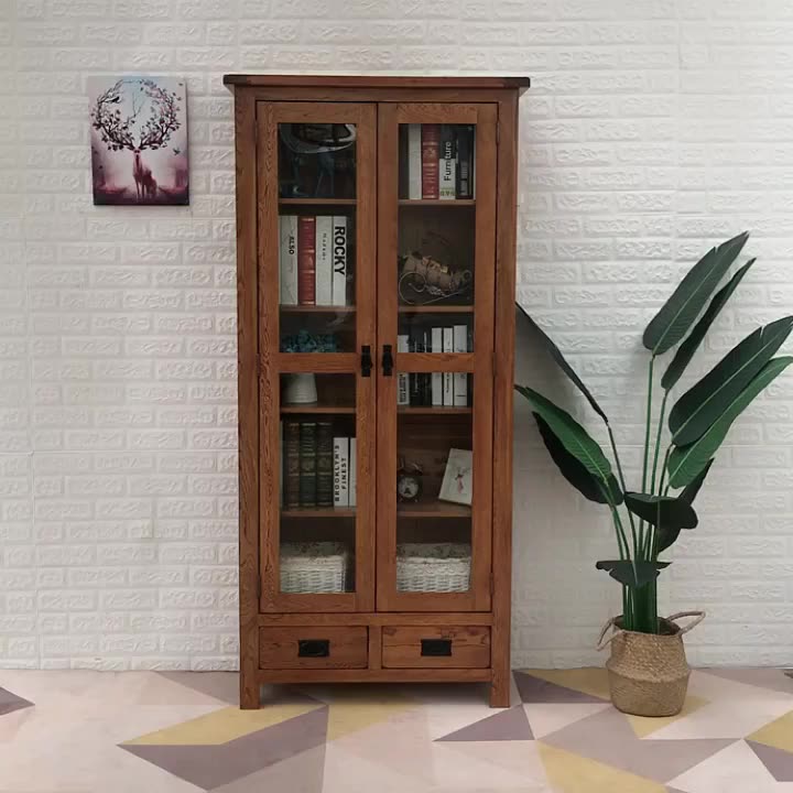 Solid Wood Display Cabinet Storage