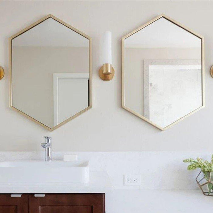 ADELINE Vintage Hexagon Gold Wall Mirror