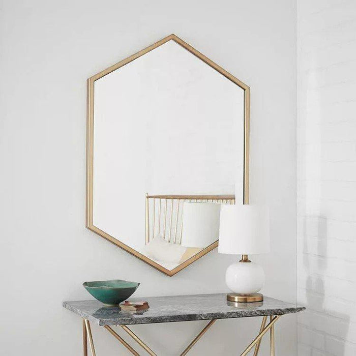 ADELINE Vintage Hexagon Gold Wall Mirror